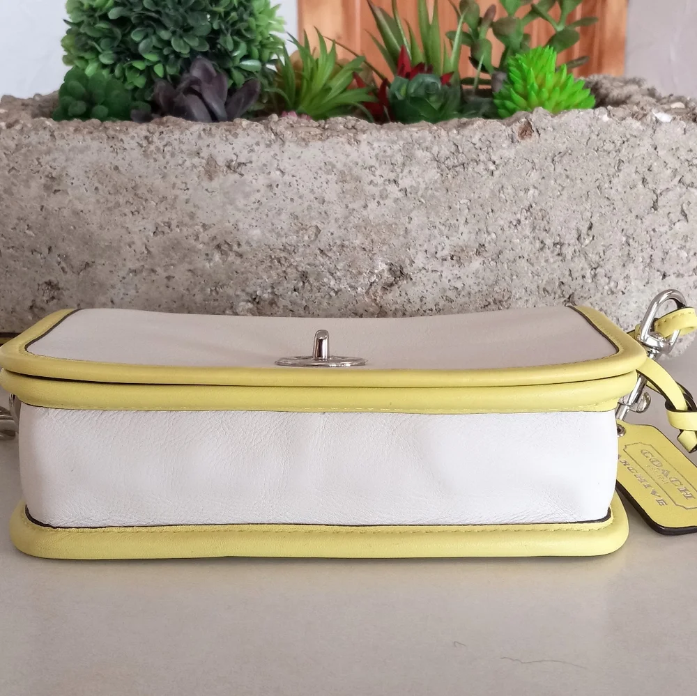 Coach Legacy Archival Two Tone Leather Penny, Shoulder Bag (Citrine/ Parchment)